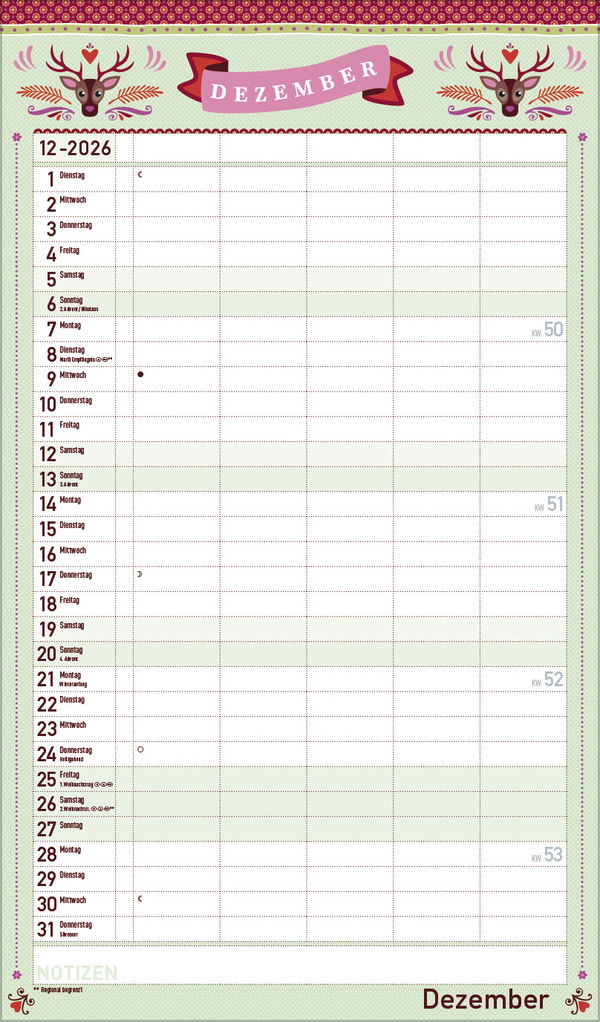 Familienplaner Vintage 2026, Innenansicht #12