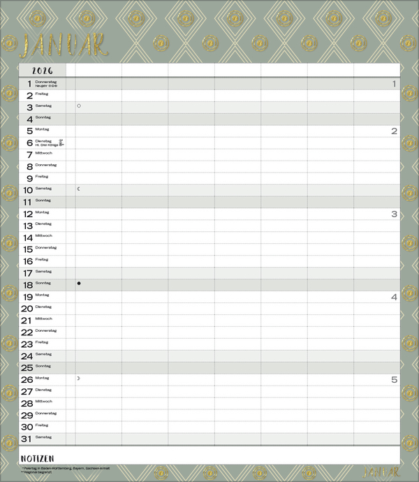 Multiplaner - Time for glamour 2026, Innenansicht #1