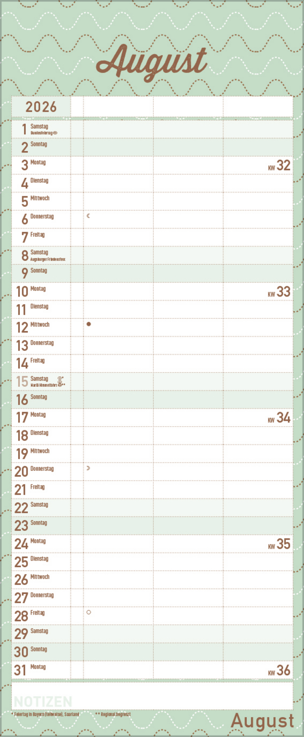 Premium Familientimer Tag f&uuml;r Tag 2026, Innenansicht #8