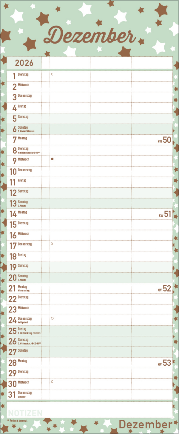 Premium Familientimer Tag f&uuml;r Tag 2026, Innenansicht #12