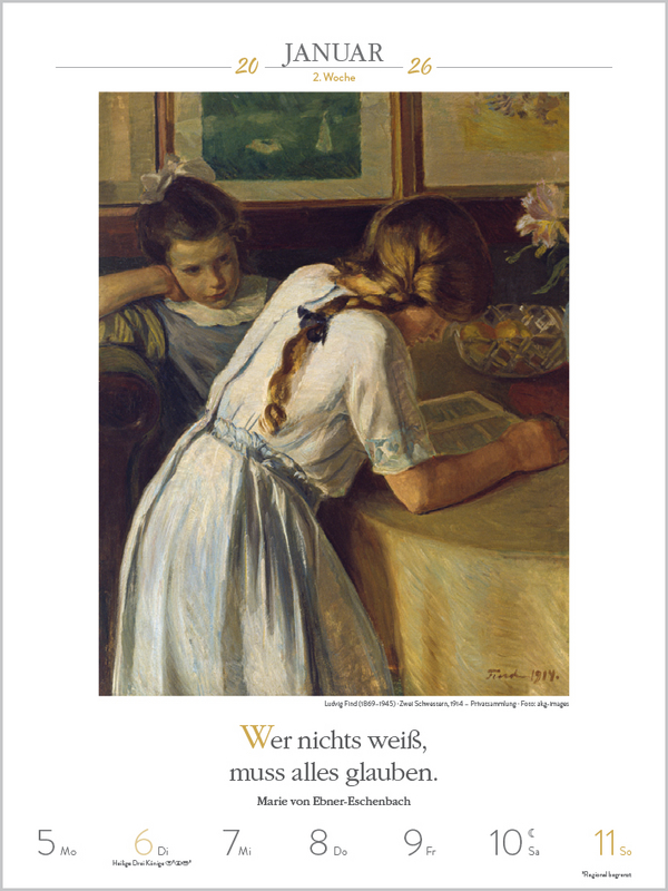 Literaturkalender Frauen lieben Lesen 2026, Innenansicht #1