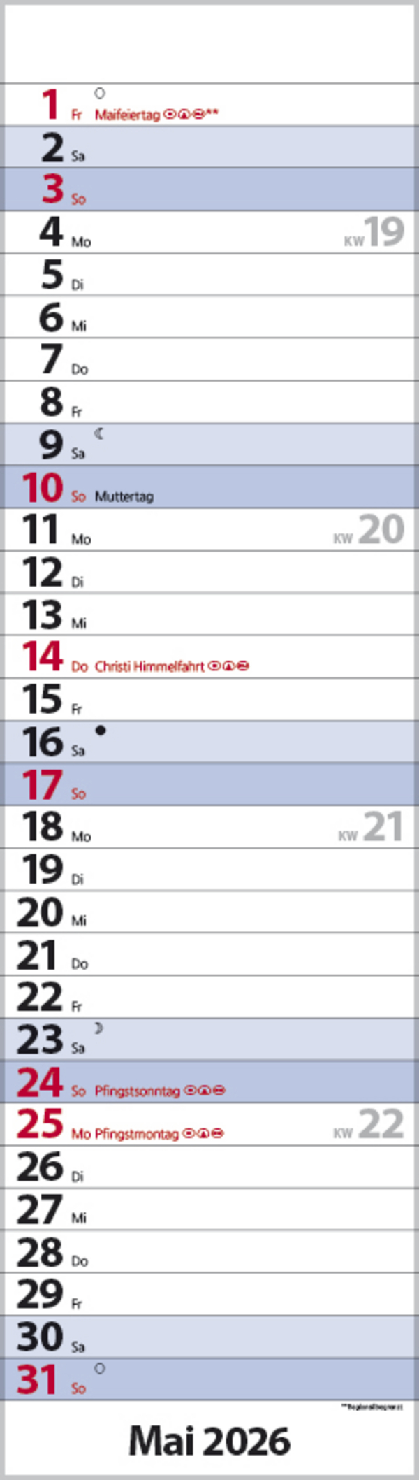 Streifenplaner Mini Blau 2026, Innenansicht #5