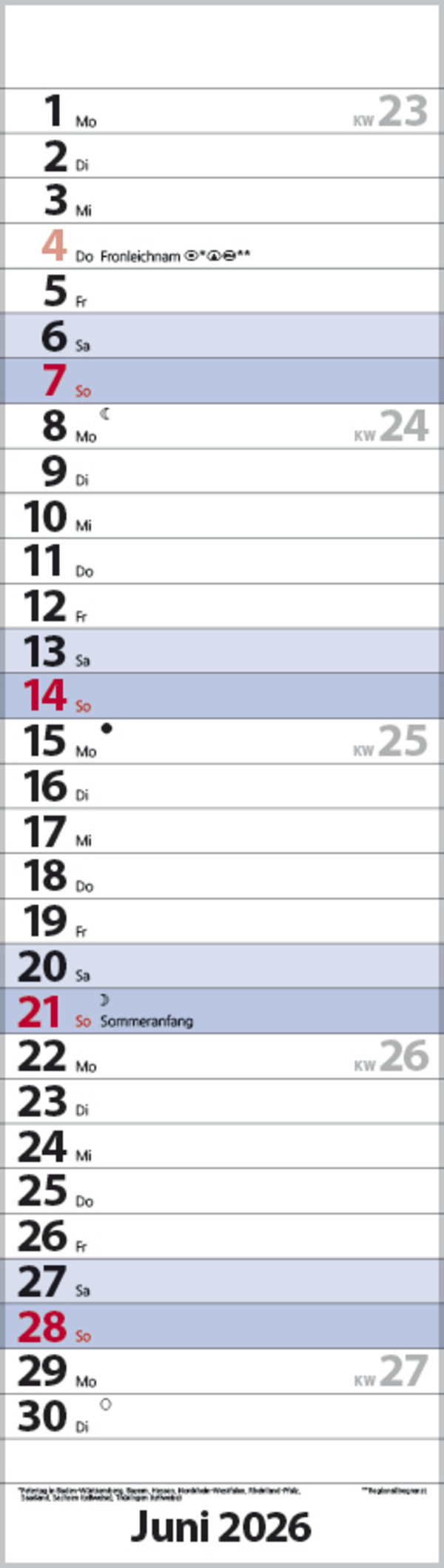 Streifenplaner Mini Blau 2026, Innenansicht #6