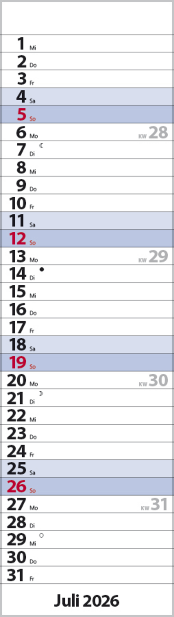 Streifenplaner Mini Blau 2026, Innenansicht #7