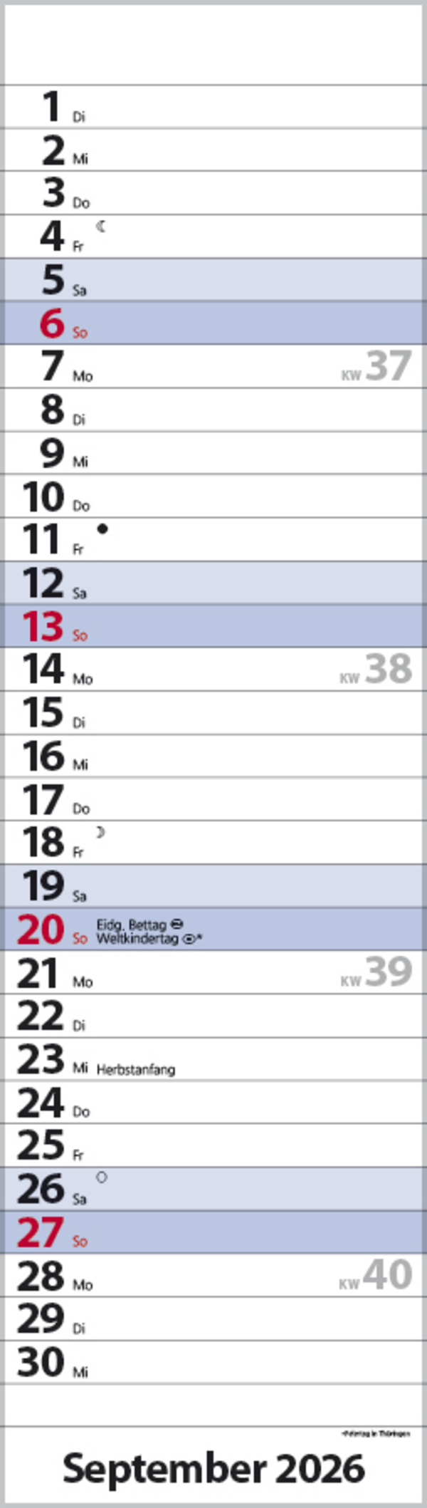 Streifenplaner Mini Blau 2026, Innenansicht #9