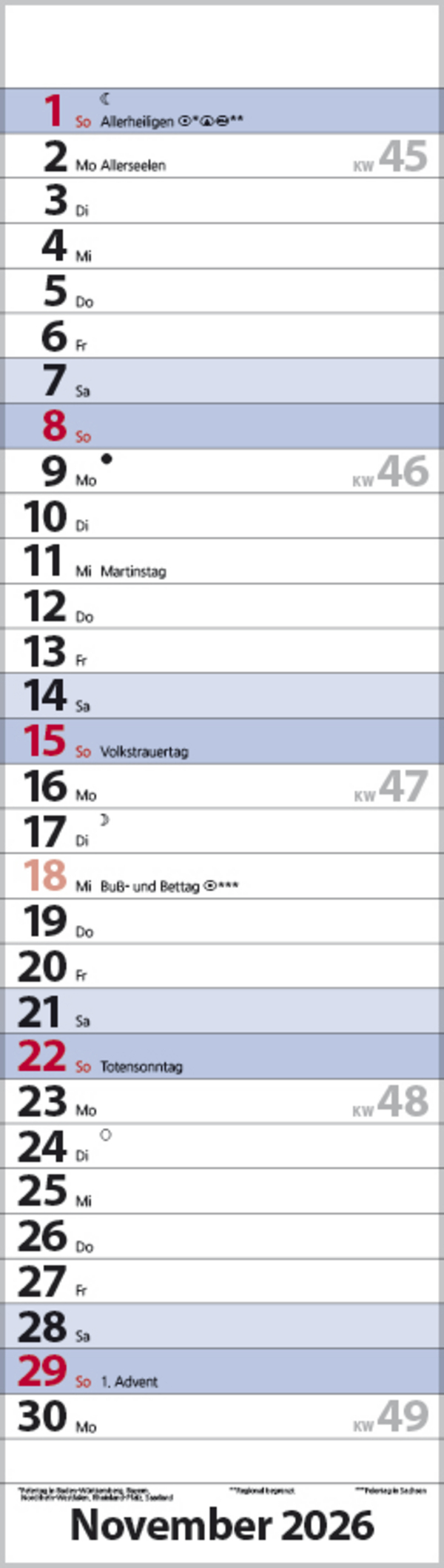 Streifenplaner Mini Blau 2026, Innenansicht #11