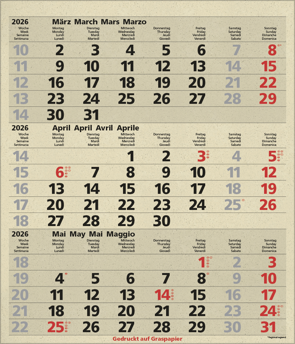 3-Monats-Planer Comfort aus Graspapier 2026, Innenansicht #4