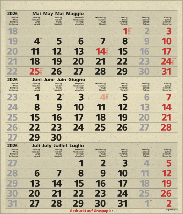3-Monats-Planer Comfort aus Graspapier 2026, Innenansicht #6