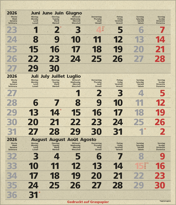 3-Monats-Planer Comfort aus Graspapier 2026, Innenansicht #7