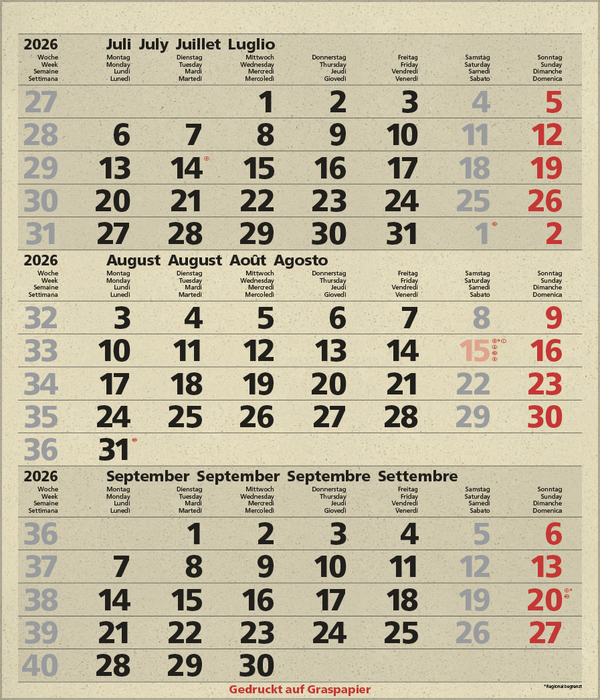 3-Monats-Planer Comfort aus Graspapier 2026, Innenansicht #8