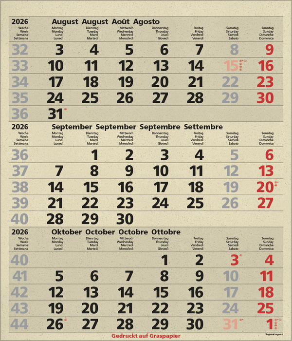 3-Monats-Planer Comfort aus Graspapier 2026, Innenansicht #9