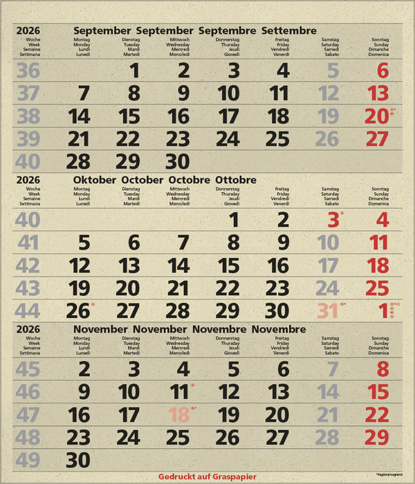 3-Monats-Planer Comfort aus Graspapier 2026, Innenansicht #10
