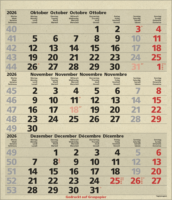 3-Monats-Planer Comfort aus Graspapier 2026, Innenansicht #11
