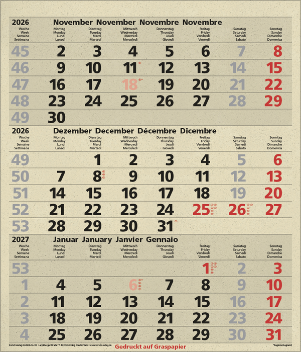 3-Monats-Planer Comfort aus Graspapier 2026, Innenansicht #12