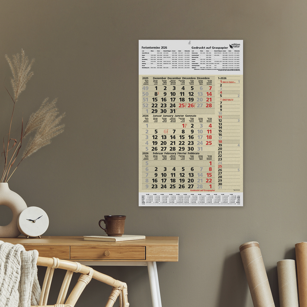 3-Monats-Planer Combi Graspapier 2026, Innenansicht #16