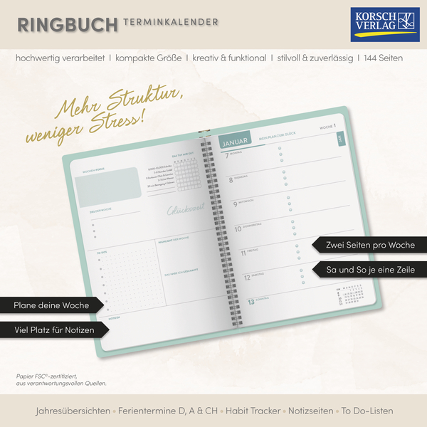 Terminkalender Glücksplaner 2026, Innenansicht #17