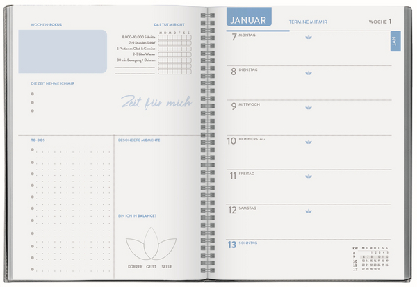 Terminkalender Selfcare-Planer 2026, Innenansicht #1
