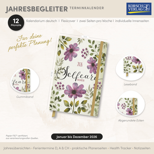 Terminkalender Jahresbegleiter Selfcare 2026, Innenansicht #16