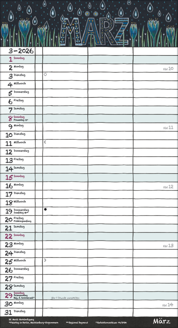 Tafeltimer f&uuml;r 2 mit Zetteltasche 2026, Innenansicht #3