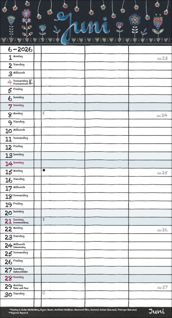 Tafeltimer f&uuml;r 2 mit Zetteltasche 2026, Innenansicht #6