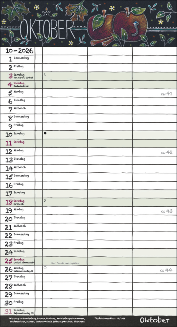 Tafeltimer f&uuml;r 2 mit Zetteltasche 2026, Innenansicht #10