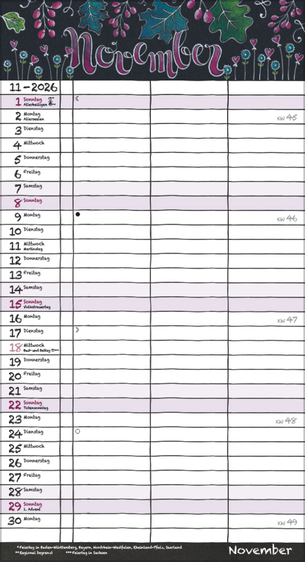 Tafeltimer f&uuml;r 2 mit Zetteltasche 2026, Innenansicht #11