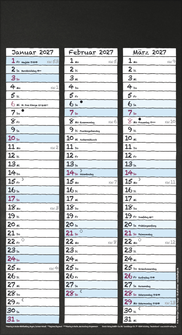 Tafeltimer f&uuml;r 2 mit Zetteltasche 2026, Innenansicht #13