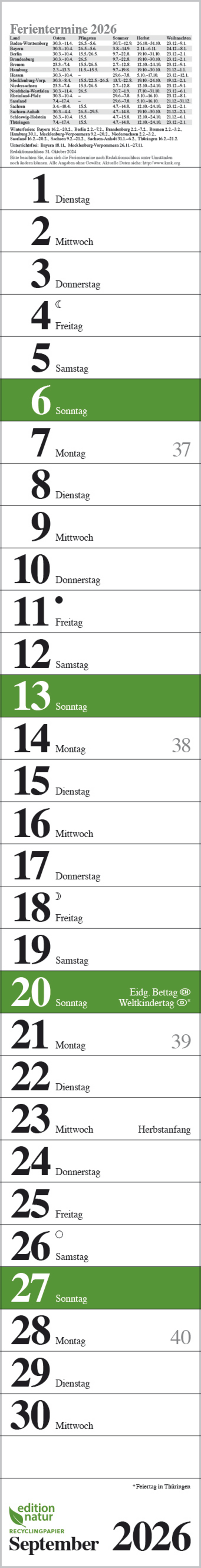 Streifenplaner Praktika Gr&uuml;n Recyclingpapier 2026, Innenansicht #9