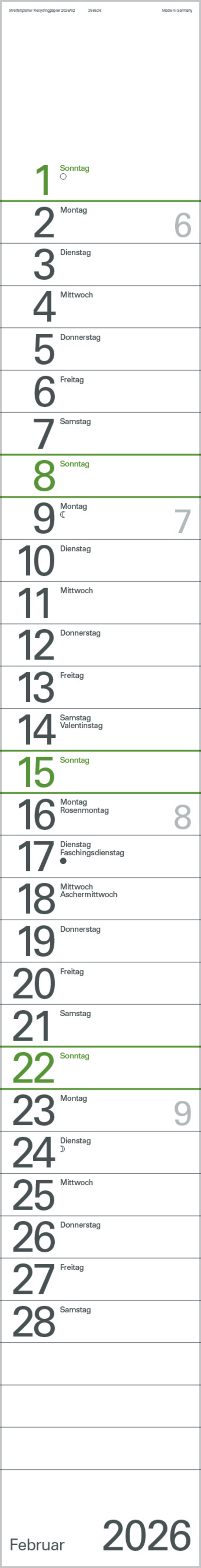 Streifenplaner Grün Recyclingpapier Edition Natur 2026, Innenansicht #2