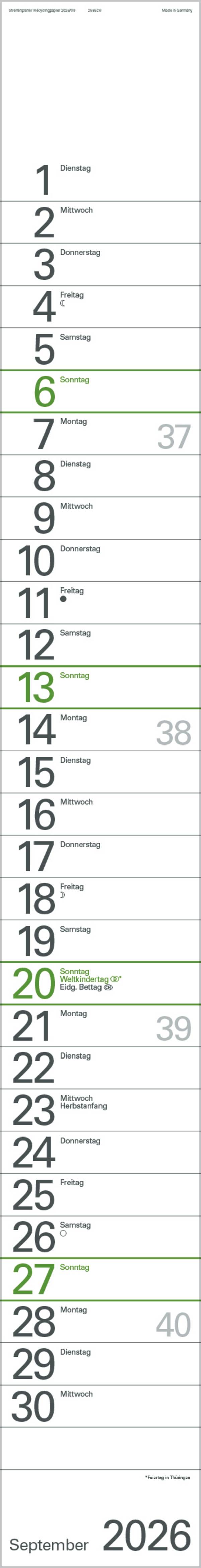 Streifenplaner Grün Recyclingpapier Edition Natur 2026, Innenansicht #9