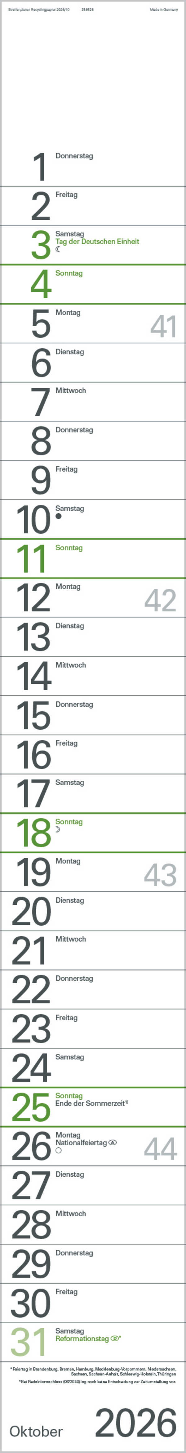 Streifenplaner Grün Recyclingpapier Edition Natur 2026, Innenansicht #10