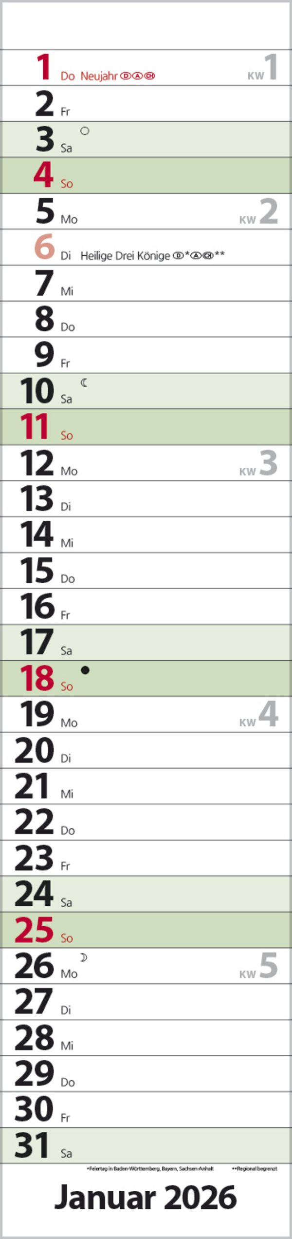 Streifenplaner Compact Dunkelgrün Recyclingpapier 2026, Innenansicht #1