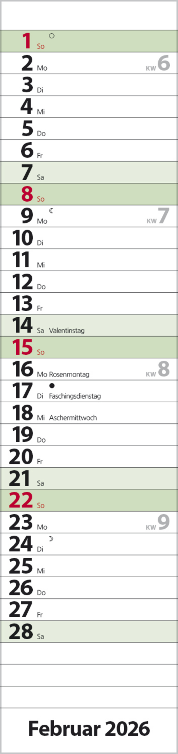 Streifenplaner Compact Dunkelgrün Recyclingpapier 2026, Innenansicht #2