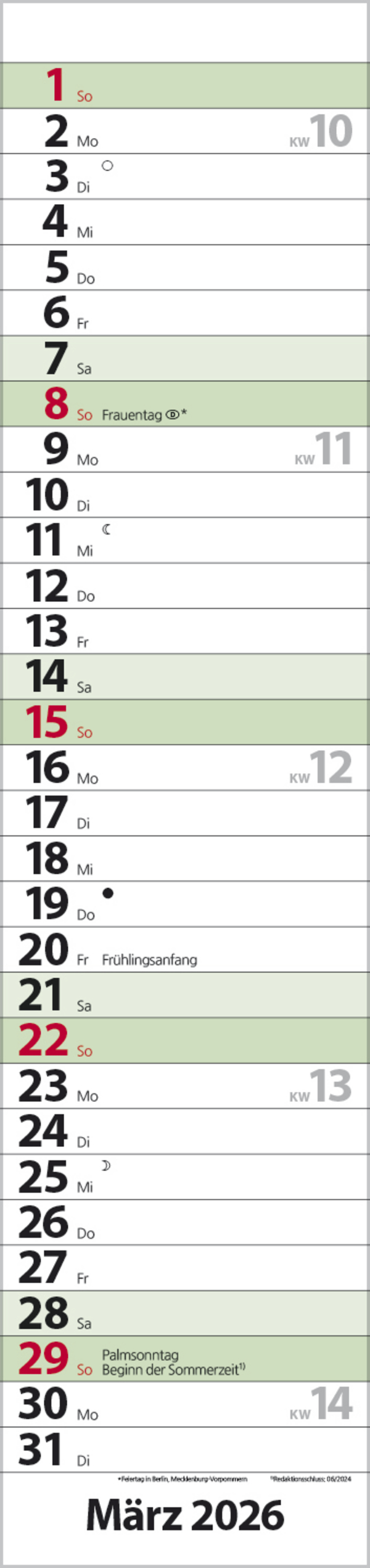 Streifenplaner Compact Dunkelgrün Recyclingpapier 2026, Innenansicht #3