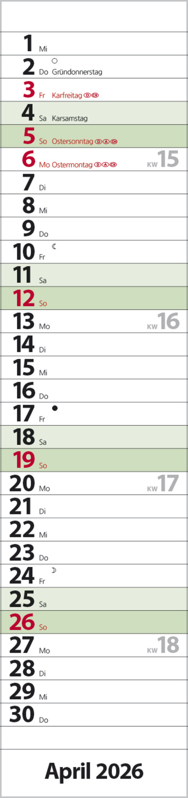 Streifenplaner Compact Dunkelgrün Recyclingpapier 2026, Innenansicht #4