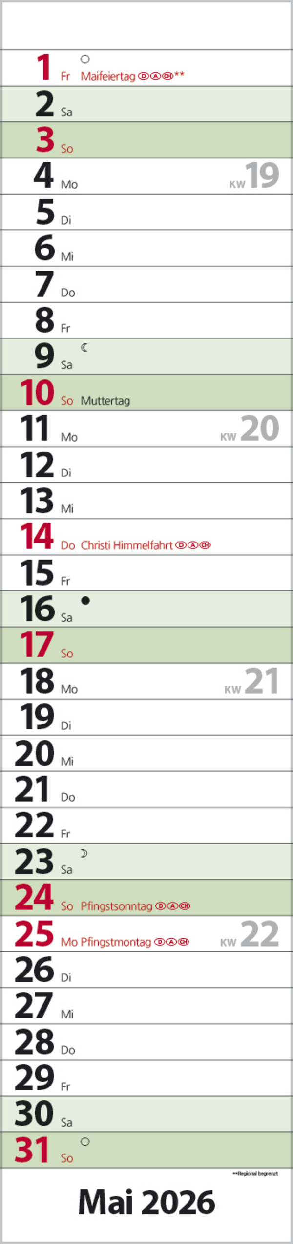 Streifenplaner Compact Dunkelgrün Recyclingpapier 2026, Innenansicht #5