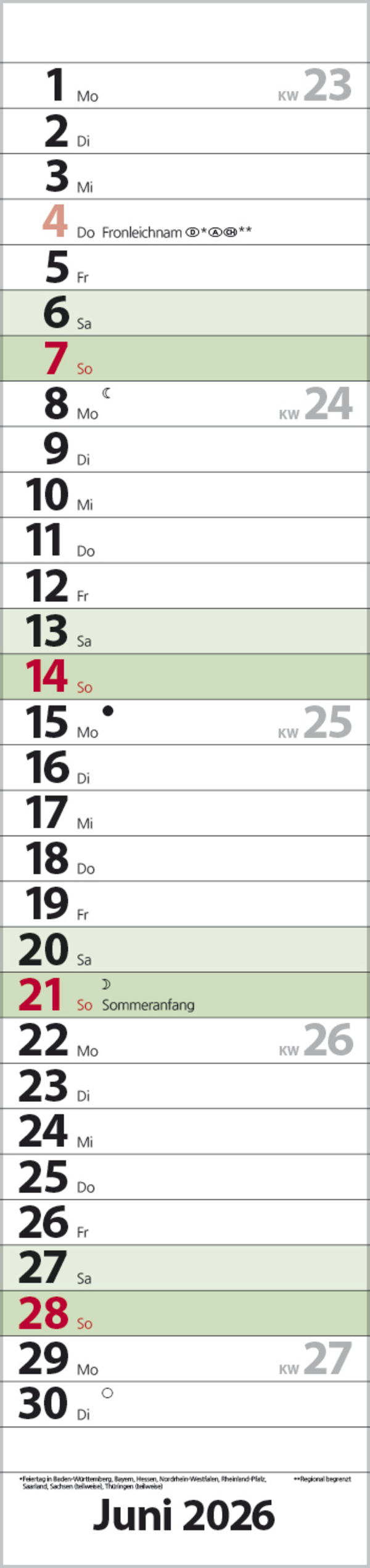 Streifenplaner Compact Dunkelgrün Recyclingpapier 2026, Innenansicht #6