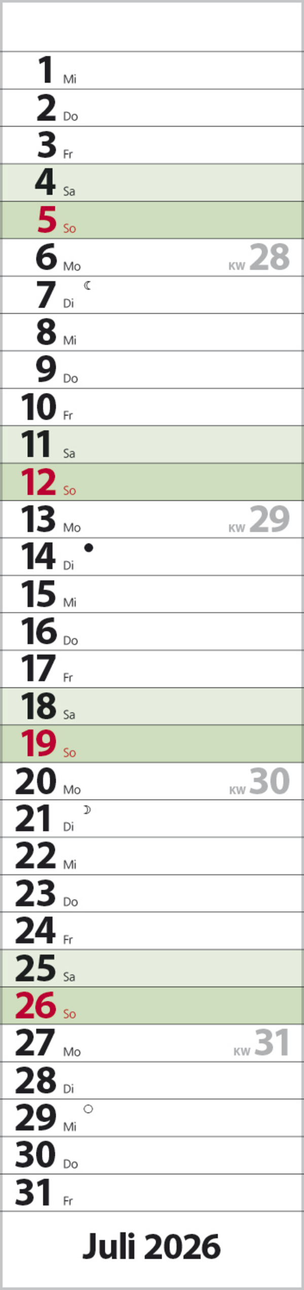 Streifenplaner Compact Dunkelgrün Recyclingpapier 2026, Innenansicht #7
