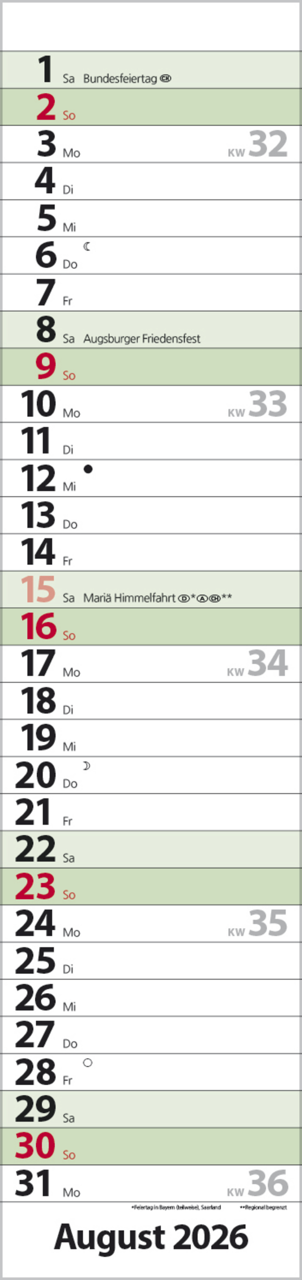 Streifenplaner Compact Dunkelgrün Recyclingpapier 2026, Innenansicht #8