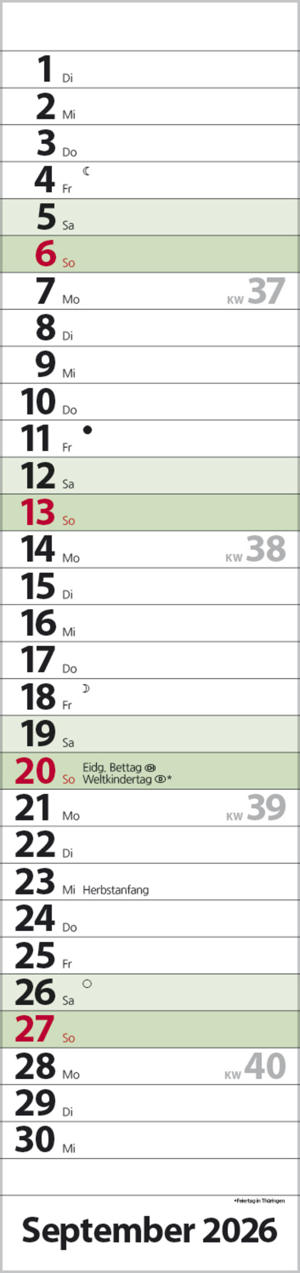 Streifenplaner Compact Dunkelgrün Recyclingpapier 2026, Innenansicht #9