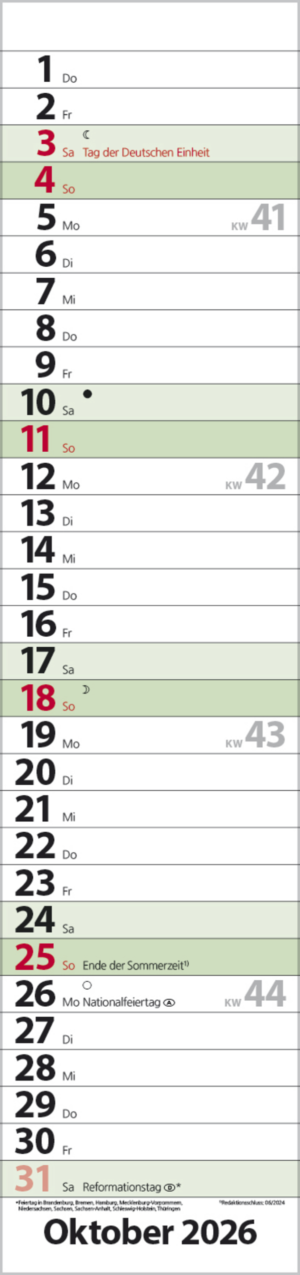 Streifenplaner Compact Dunkelgrün Recyclingpapier 2026, Innenansicht #10