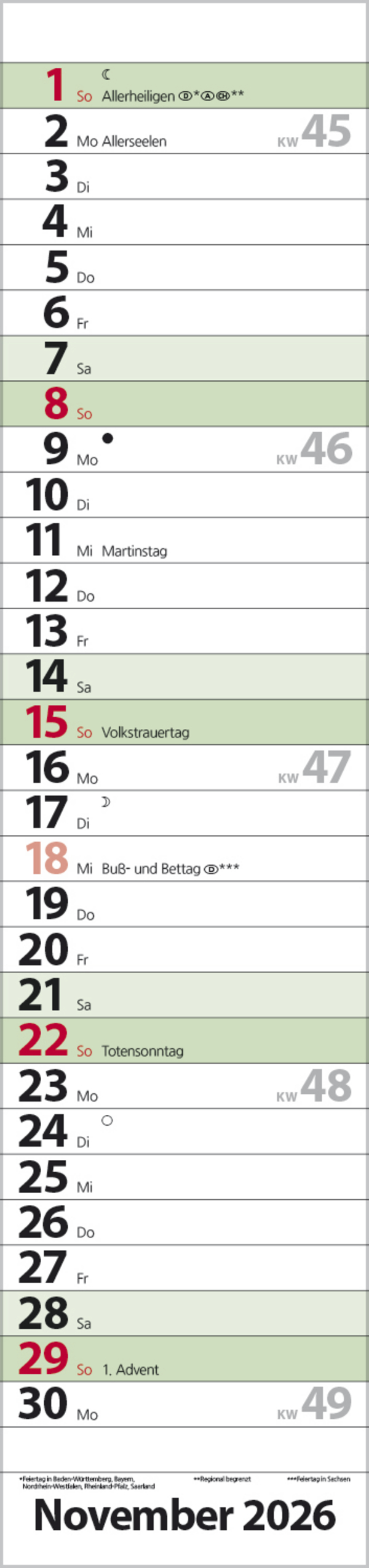 Streifenplaner Compact Dunkelgrün Recyclingpapier 2026, Innenansicht #11