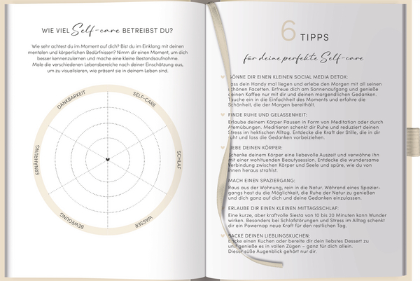 Self-care-Tagebuch Sand, Innenansicht #2