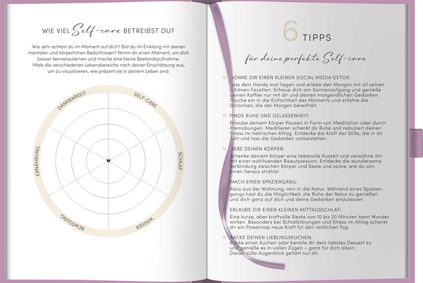 Self-care-Tagebuch Flieder, Innenansicht #2