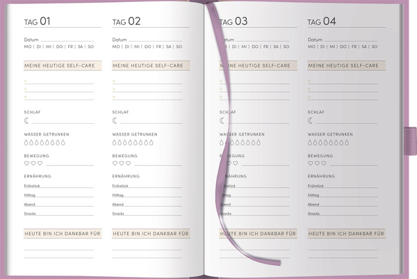 Self-care-Tagebuch Flieder, Innenansicht #3