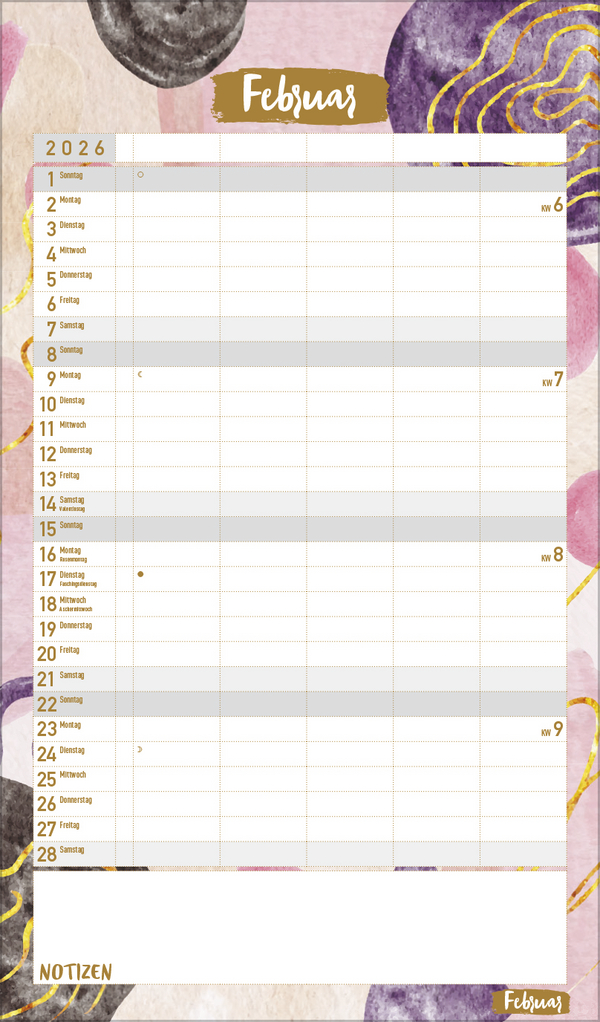 Familienplaner Metallic Glam 2026, Innenansicht #2
