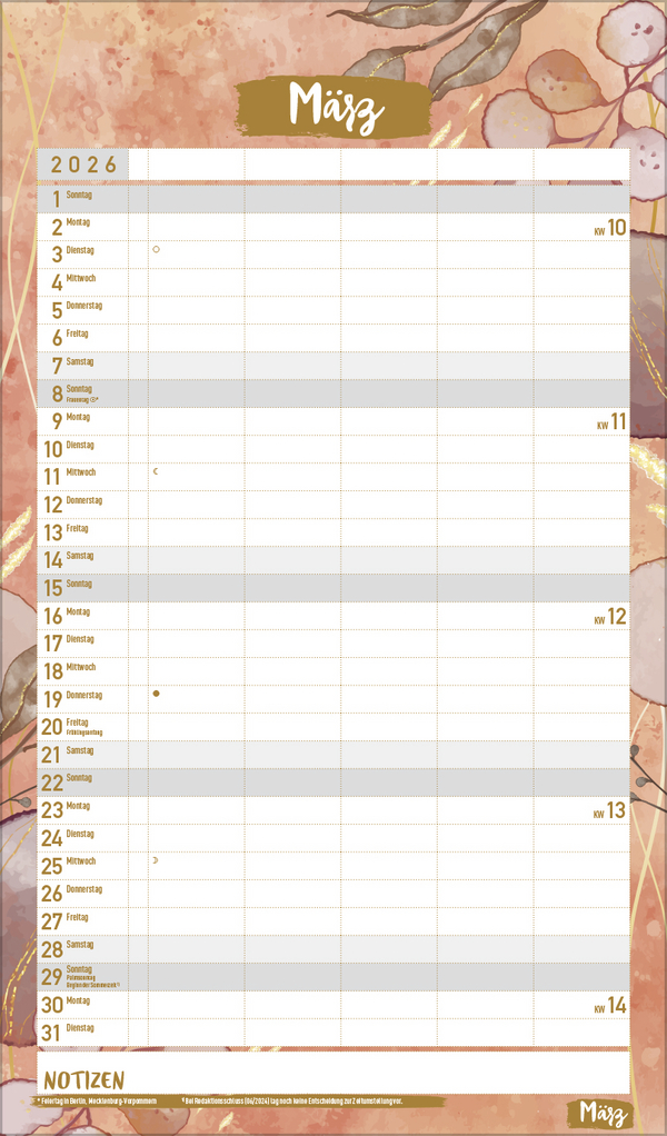 Familienplaner Metallic Glam 2026, Innenansicht #3