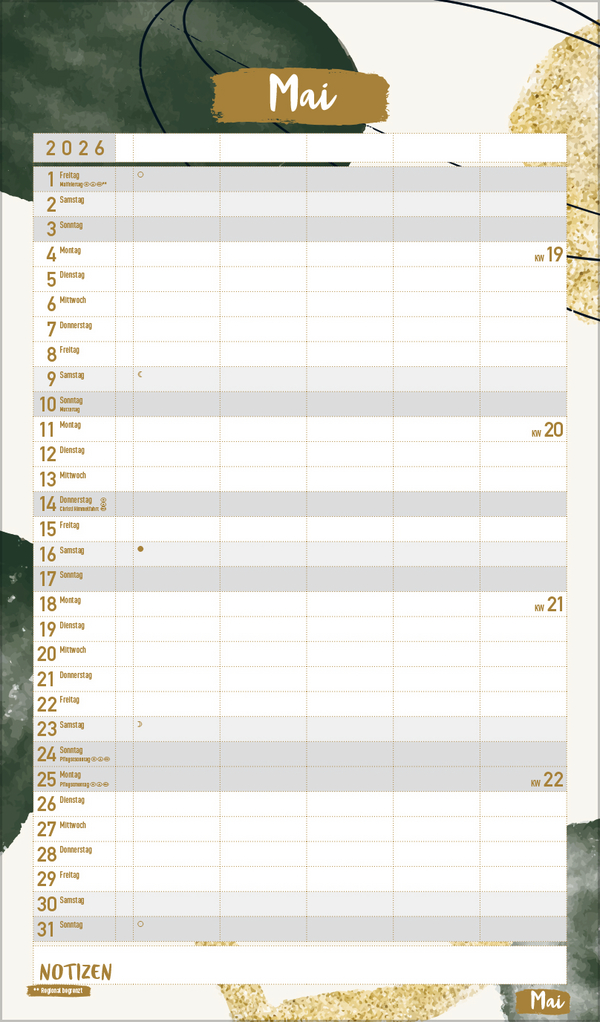 Familienplaner Metallic Glam 2026, Innenansicht #5