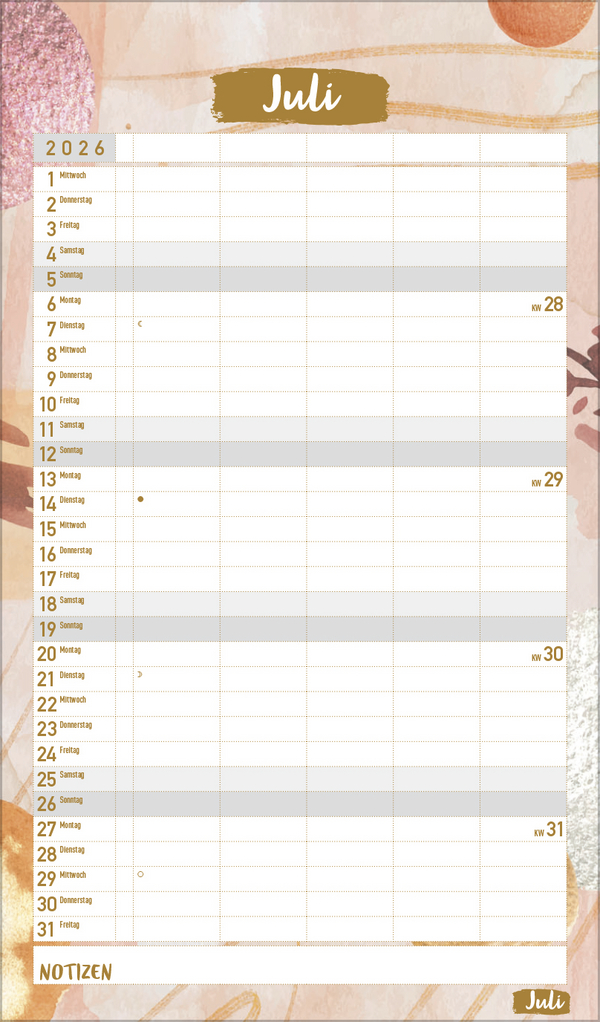 Familienplaner Metallic Glam 2026, Innenansicht #7