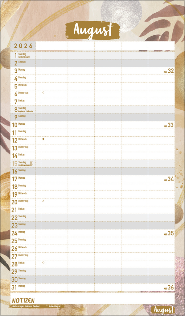Familienplaner Metallic Glam 2026, Innenansicht #8